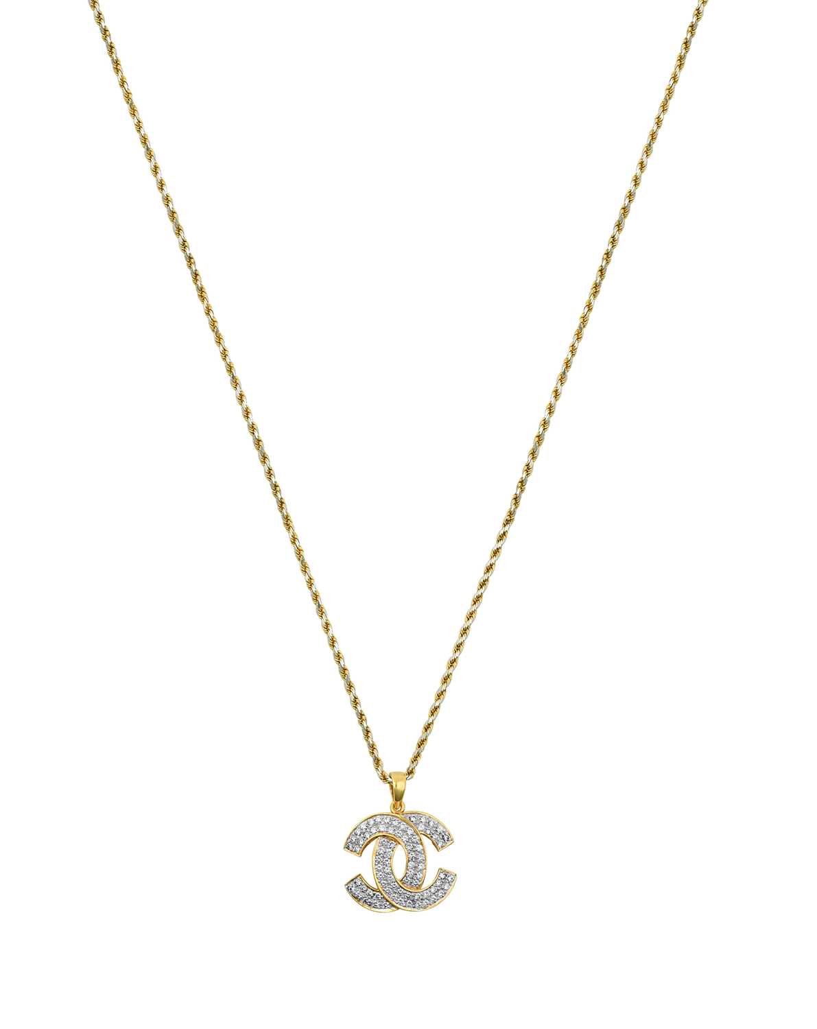 Lot 2142 - A Diamond Pendant on Chain the yellow...