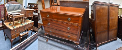 Lot 1292 - A Figured Mahogany Three-Piece Bedroom Suite,...