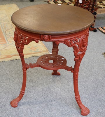 Lot 1086 - A Cast Metal Pub Table, with mask decoration...