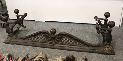 Lot 1110 - A Victorian Brass and Iron Fire Fender, with...