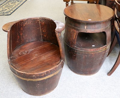 Lot 1120 - A Tub Chair, formed from a staved barrel;...