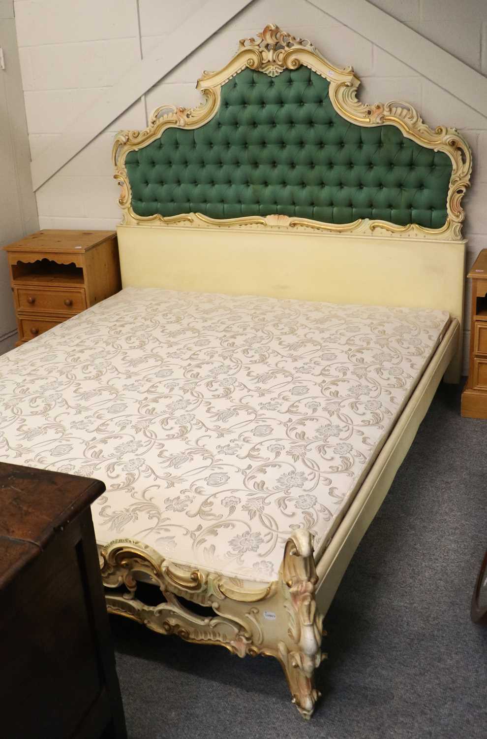 Lot 1363 - A Rococco Style Cream Painted Double Bed,