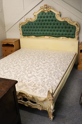 Lot 1363 - A Rococco Style Cream Painted Double Bed, the...