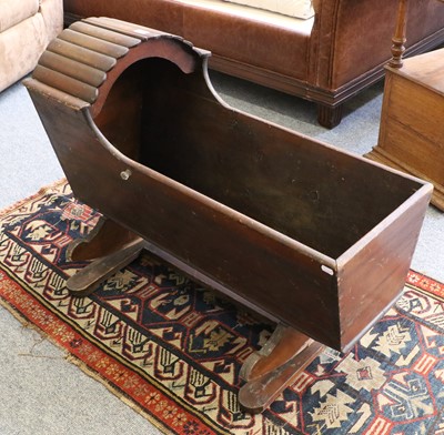 Lot 1154 - A Victorian Stained Pine Cradle on Stand, with...