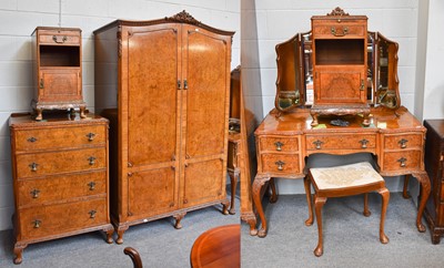 Lot 1215 - A Maple & Co. Burr Walut Five Piece Bedroom...