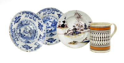 Lot 91 - An English Delft Plate, circa 1730, painted in...