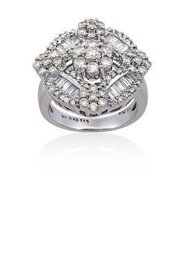Lot 2144 - A Diamond Cluster Ring the central cluster of...