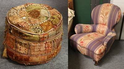 Lot 1079 - An Upholstered Spoon Back Chair; together with...