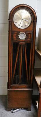 Lot 1303 - An Art Deco Striking Longcase Clock, case with...