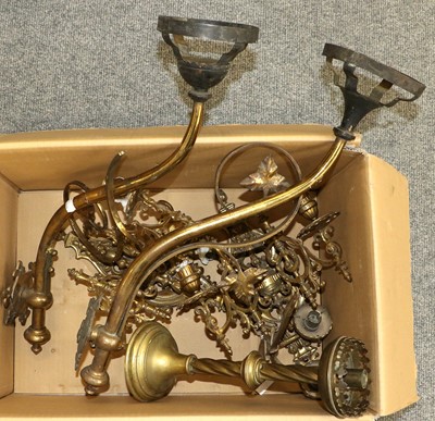 Lot 1353 - A Pair of 19th Century Brass Wall Sconces,...