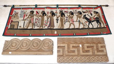 Lot 278 - An Egyptian Wall Hanging; together with two...