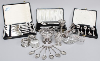 Lot 49 - A Collection of Assorted Silver, comprising a...