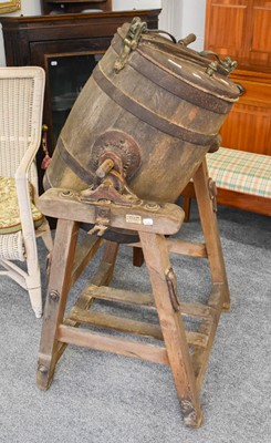 Lot 1174 - A Late 19th Century Butter Churn on Stand,...