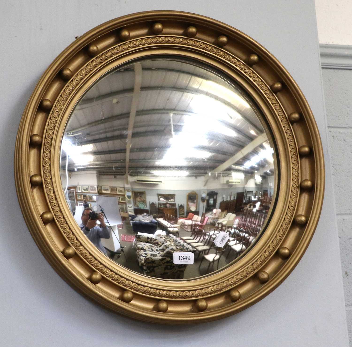 Lot 1349 - A Regency Style Convex Wall Mirror, 60cm diameter