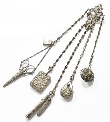Lot 172 - A Victorian Silver Chatelaine, the Clip by...