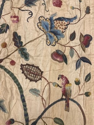 Lot 2136 - Two Pairs of Early 20th Century Crewelwork...