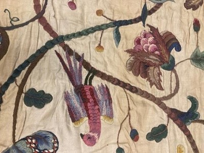 Lot 2136 - Two Pairs of Early 20th Century Crewelwork...