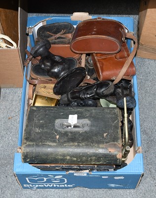 Lot 1224 - A Group of Various Binoculars in Leather Cases,...