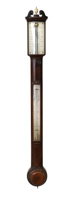 Lot 252 - A Mahogany Bow Fronted Stick Barometer, signed...