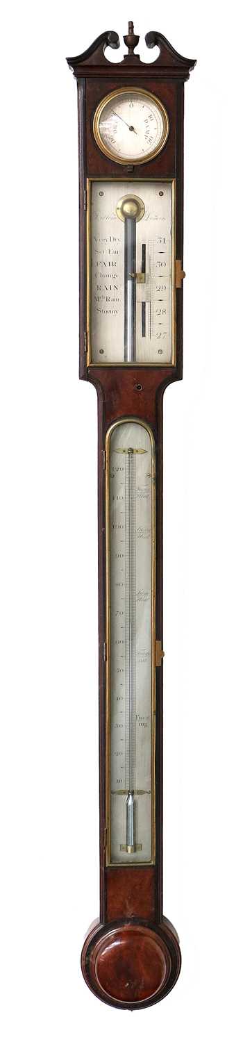 Lot 257 - A Mahogany Stick Barometer, signed Dollond,