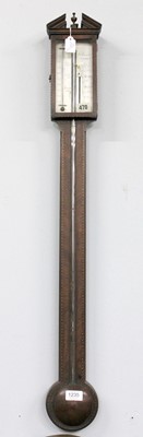 Lot 1235 - A Mahogany Inlaid Stick Barometer, signed...