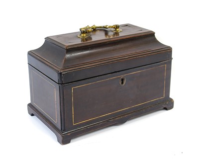 Lot 523 - A George III Brass-Strung Mahogany Tea Caddy,...