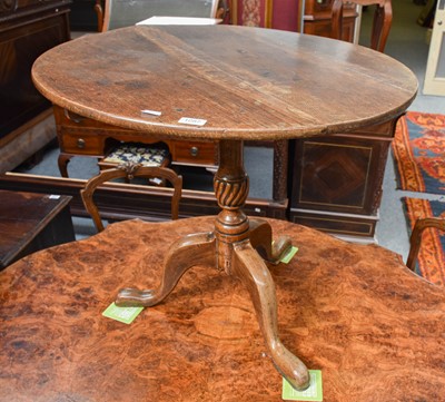 Lot 1287 - A George III Oak Tilt Top Tripod Table, 82cm...