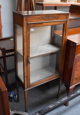 Lot 1291 - A 1920s Oak Display Cabinet, a plant stand of...