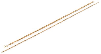 Lot 108 - Two 9 Carat Gold Rope Twist Necklaces, lengths...