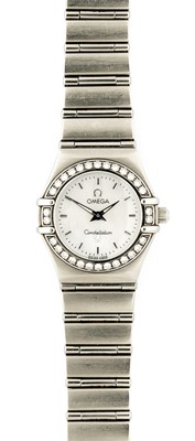 Lot 2241 - Omega: A Lady's Stainless Steel Diamond Set...