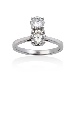 Lot 2146 - An 18 Carat White Gold Diamond Two Stone Ring...