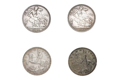 Lot 79 - 4 x British Silver Crowns, comprising:...