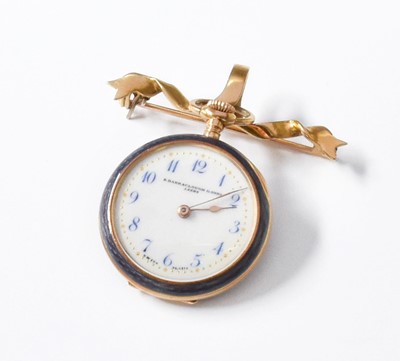 Lot 179 - A Lady's 15 Carat Gold Enamel Fob Watch,...