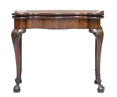 Lot 240 - A George II Walnut Foldover Card Table, mid...