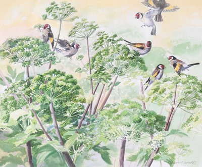 Lot 1112 - Robert Nichols (b.1973) Goldfinches Signed,...