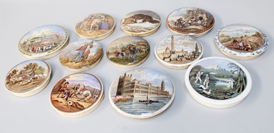 Lot 289 - Twelve Various 19th Century Prattware Pot Lids,...