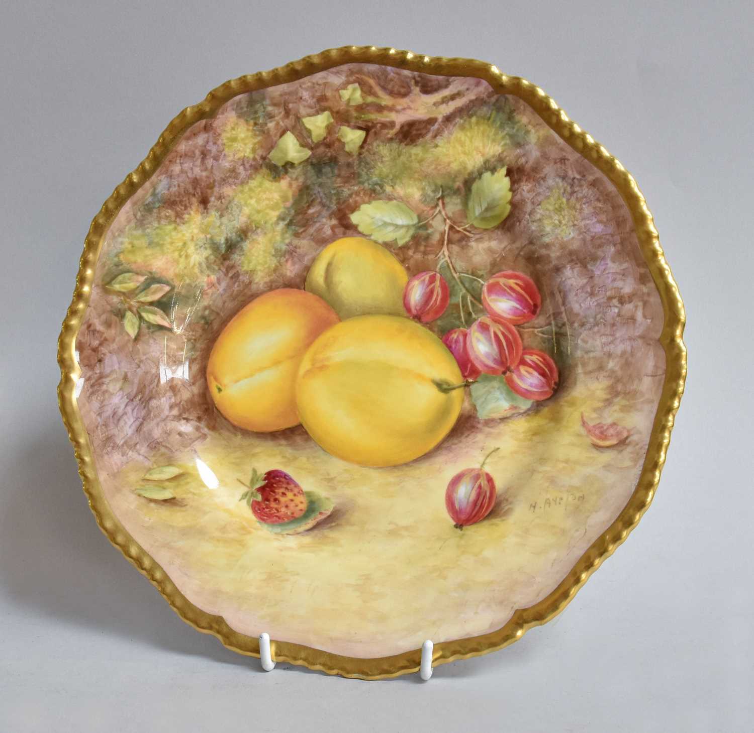 Lot 335 - Royal Worcester Plate by Harry Ayrton, 28cm,...