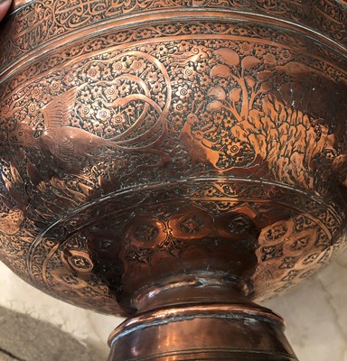 Lot 166 - A Persian Copper Pedestal Bowl, possibly...