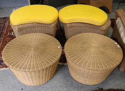 Lot 1122 - A Pair of Wicker Effect Side Tables/Stools,...
