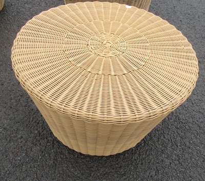 Lot 1122 - A Pair of Wicker Effect Side Tables/Stools,...