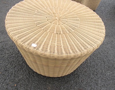 Lot 1122 - A Pair of Wicker Effect Side Tables/Stools,...