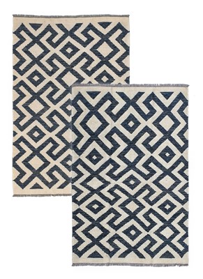 Lot 313 - A Pair of Contemporary Kilim Rugs, the ivory...