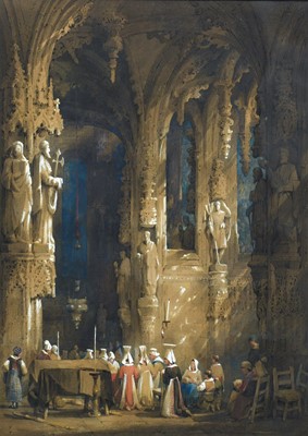 Lot 319 - Samuel Prout (1783-1852) Caen Cathedral...