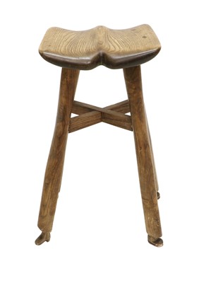 Lot 1351 - A Reproduction Hardwood Stool, the moulded...