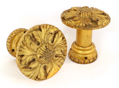 Lot 504 - A Pair of Gilt Carved Wood Curtain Tie-Backs,...