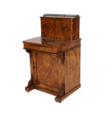 Lot 731 - A Victorian Figured and Burr Walnut Davenport,...