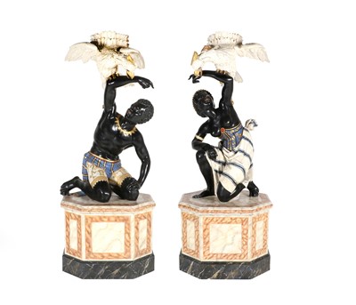 Lot 383 - ~ A Pair of Italian Ebonised and Parcel Gilt...