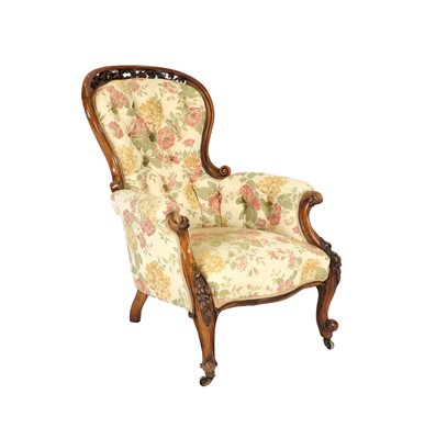 Lot 866 - A Victorian Walnut-Framed Armchair, circa 1870,...