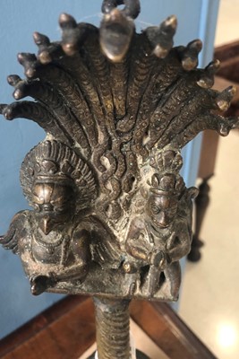 Lot 1259 - An Indian Bronze Bell, with fan cresting of...