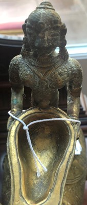 Lot 112 - A South-East Asian Bronze Figural Lamp, as a...